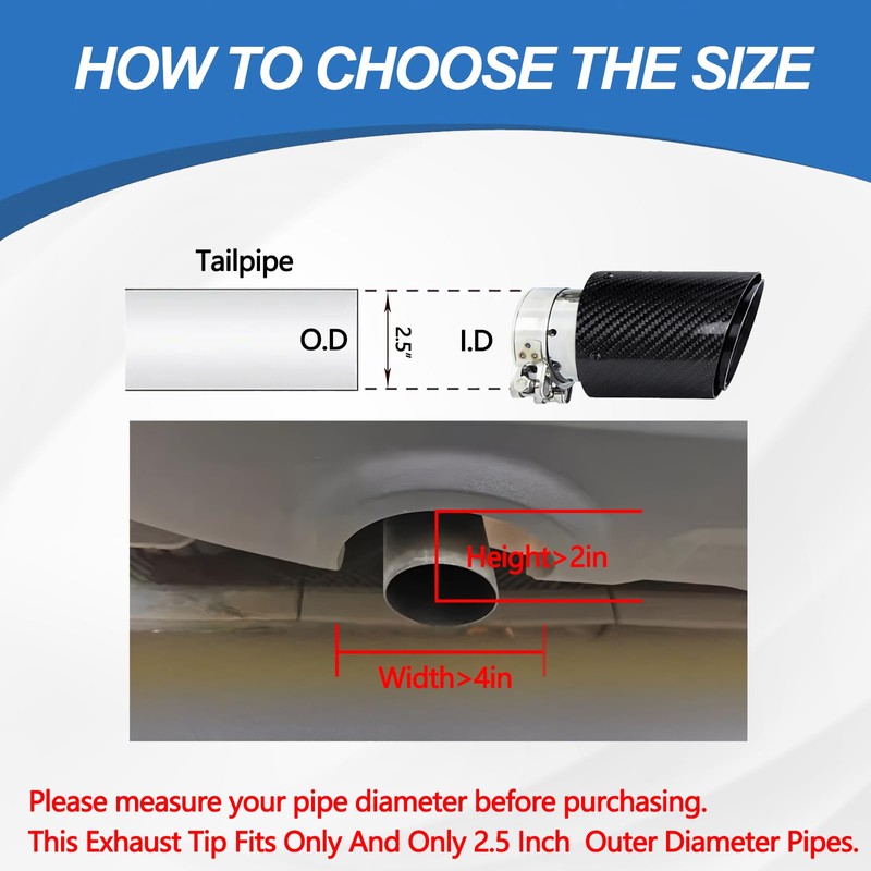 Carbon Fiber Exhaust Tip 2.5" Inlet to 4" Outlet, Bolt-On