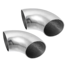 MACHSWON 2pcs OD 2" 90 Degree Mandrel Bend Elbow SS304 Stainless Steel Bend Tube Exhaust Elbow Pipe Fit for Car Modified Exhaust System 2 Piping Silver Tone