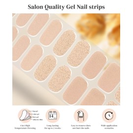 OLAKIPO Semi Cured Gel Nail Strips,Works with Any UV Lamps, 20pcs Gel Nail Stickers, Long Lasting, Easy to Apply & Remove, Includes 2 Prep Pads, Nail File & Wooden Stick - Scattered Galaxy