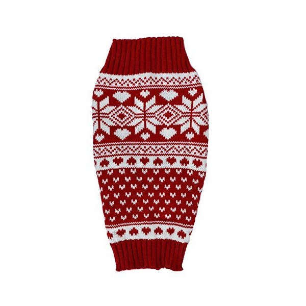 Red Fair Isle Knit Pet Sweaters Clothes for Small Dogs,