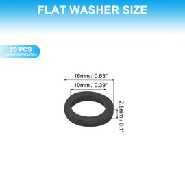 PATIKIL 20 Pcs Flat Rubber Washers 0.39" ID 0.63" OD 0.1" Thickness Sealing Rubber Spacer Gasket for Bolts Faucets Screws Hose Plumbing, Black