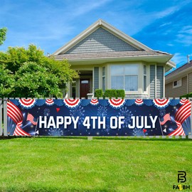 Happy 4th of July Banner - Large, 120x20 Inch | 4th of July Decorations Outdoor, Fourth of July Decorations Outdoor, 4th of July Yard Banner