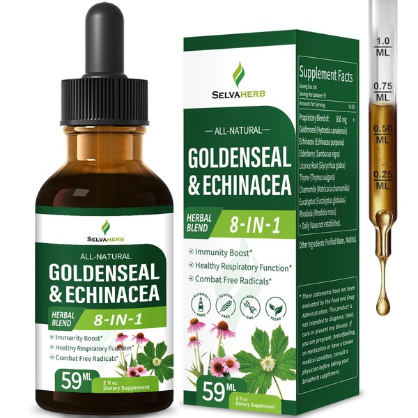 Selvaherb Goldenseal & Echinacea Immune Health Drops, Herbal Extract Blend