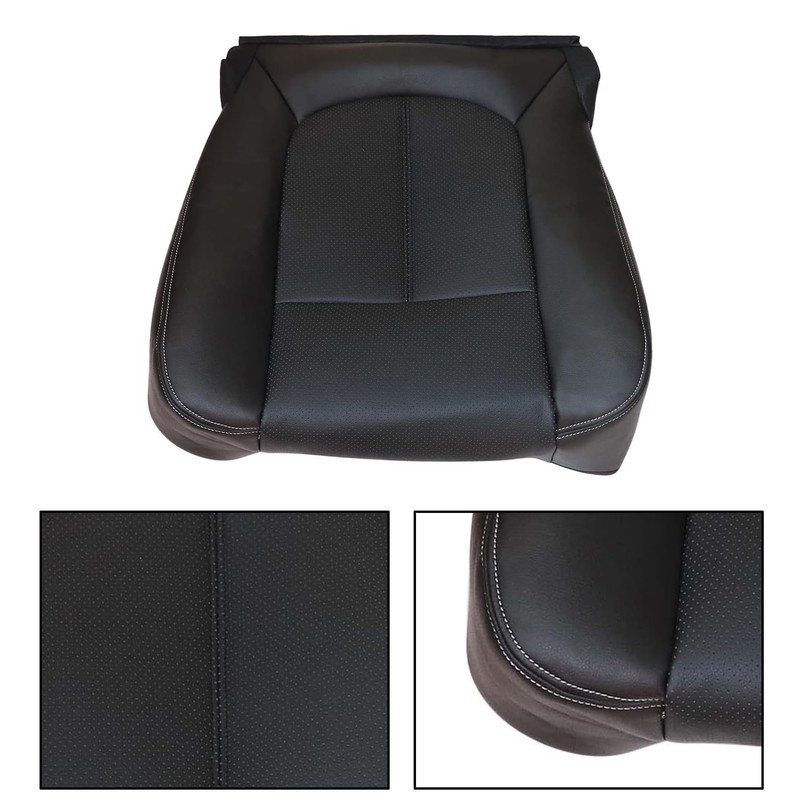 Priprilod Black Leather Driver Side Bottom Perforated Replacement Seat Cover