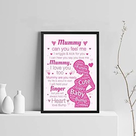 RED OCEAN New Mum To Be Gifts Baby Shower Gifts Wall Print Mum Mummy Gifts Newborn Baby Keepsake (A4 Print with Black Frame - Mummy Say You Love Me Bump)