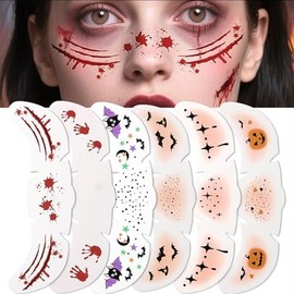 Glitter Pecas Cara Tatuaje, Brillos para la Cara Pecas de Glitter Maquillaje de Halloween Tatuajes Temporales con Brillo Dorado a Prueba de Agua, Tatuaje de Pecas con Purpurina (A, One size)