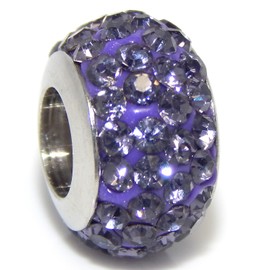 ICYROSE Stainless Steel Purple Crystal Spacer Charm Bead 00073 for European Snake Chain Bracelets
