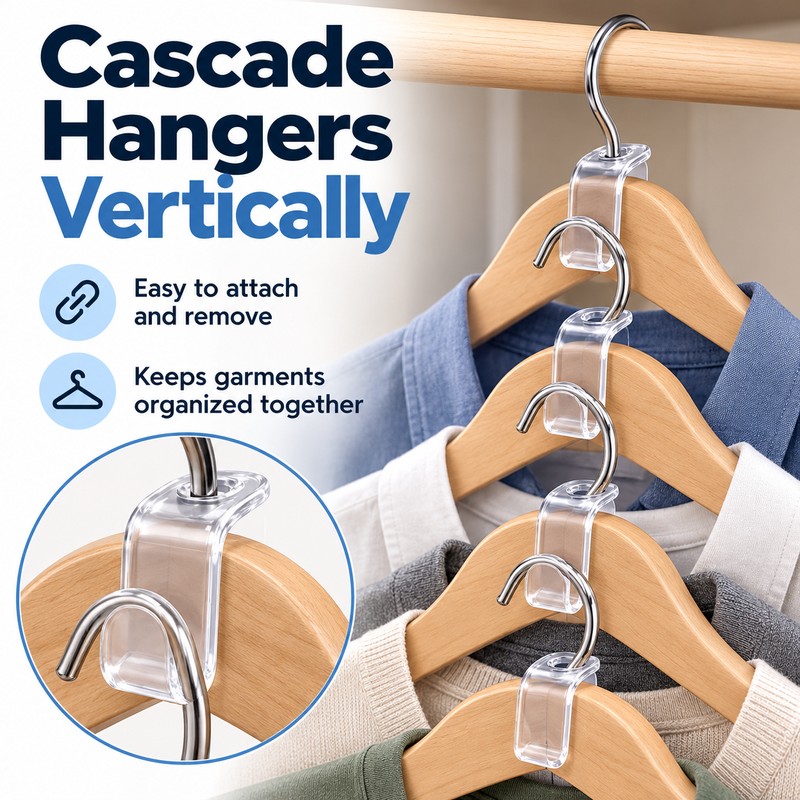 Cascading Clothes Hanger Connector Hooks for Closet Organization – 30