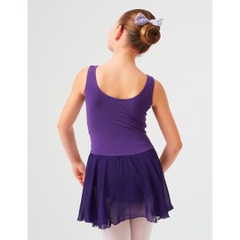 tanzmuster Girls' Sleeveless Ballet Dress - Minnie - EU Size 92-170 - Soft Cotton - Chiffon Skirt - Ballet Jersey for Children, purple