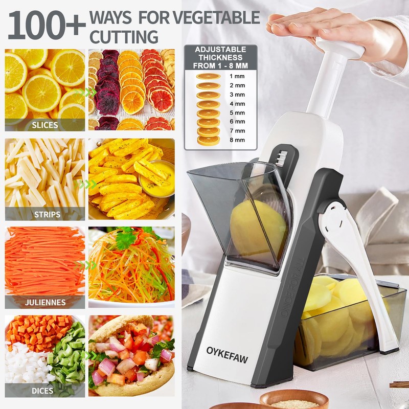 Safe Mandoline Slicer for Kitchen, 5 in 1 Vegetable Food