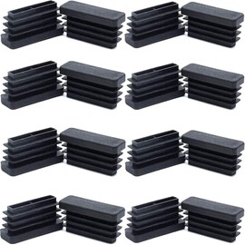 1/2" x 1 1/2" Rectangle Tubing End Caps, 13mm x 38mm Tubing Post End Cap Black Plastic Plugs, Chair Glide Floor Protector (16 Pack)