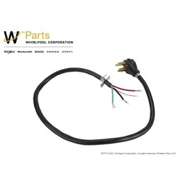 Whirlpool PT400 Genuine OEM Power Cord For Ranges 4 Feet Black replaced W10834026 74003423 9755404 9781287 9755191 4392902