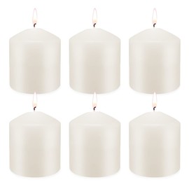 MISSYO 6 Pack 3x3 Inch Pillar Candles, 35 Hours Dripless Smokeless Unscented Candles for Home Weddings Restaurant Spa Church and Emergency Ivory