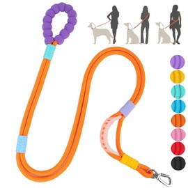 JSXD Dog Leash,5 FT Heavy Duty Dog Training Leash,Double Handle Comfortable Padded Hands Free Dog Leash,Adjustable Crossbody Waist Leash for Small Medium Large Dogs(Orange)