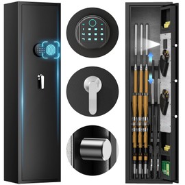 Karuikev 54'' Biometric Fingerprint Gun Safe, 5 Long Gun Safes for Rifles and Shotguns,Guns Cabinets,Quick Access Large Gun Safes for Home with Mute Function, Removable Shelf,3 Gun Rack
