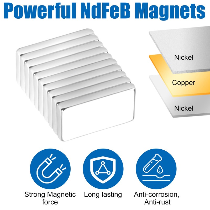 Pack of 20 Neodymium Magnets Rectangular, 20 x 10 x
