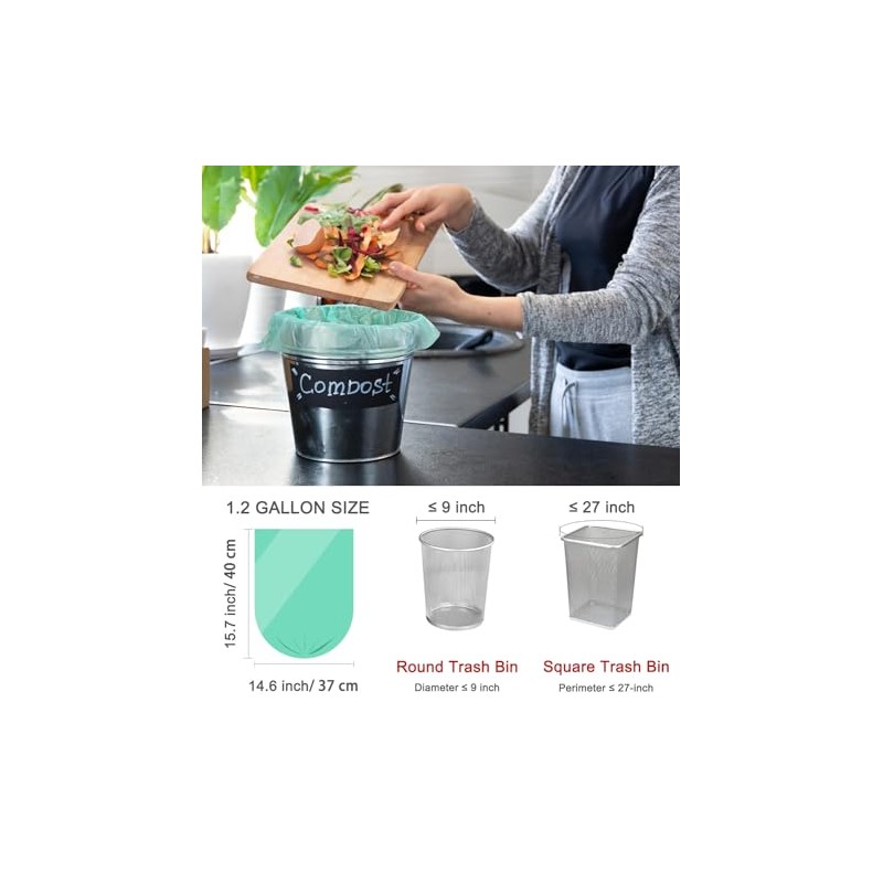 AYOTEE - 200 bolsas de basura pequeñas compostables, bolsas de