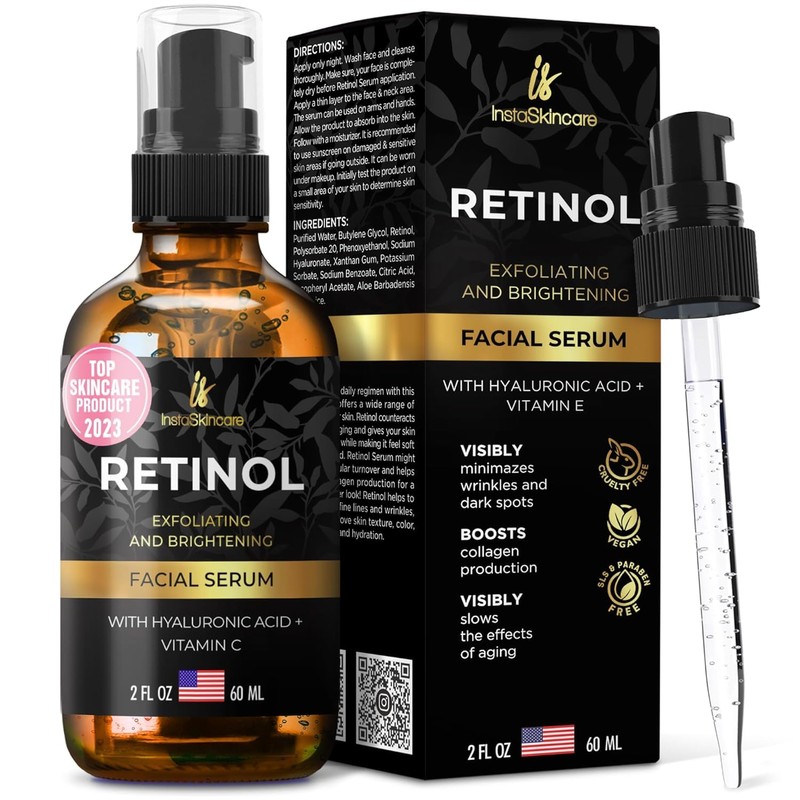 Retinol serum for skin (2oz) with Hyaluronic Acid + Vitamin