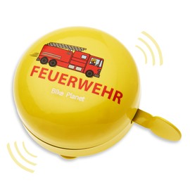 Smart-Planet Fire brigade bicycle bell made entirely of metal - robust bicycle bell in yellow with loud sound for children - for handlebars