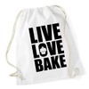 Hippowarehouse Live Love Bake Drawstring Cotton School Gym Bag 37cm