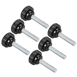 CoCud Knurling Clamp Knob M6 x 35mm Male Thread 21mm Head Thermoset Plastic Thumbscrew Grip Bolt Knob Black For Lathe Machines 6 Pcs