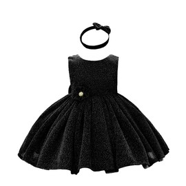 TUIJI Girls Holiday Party Dress for 12-18Month Girl Church Dresses for Toddler Girls Cute Dresses Black 80