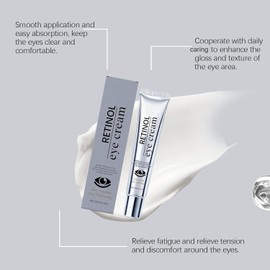Crema de ojos con retinol para ojeras e hinchazón, crema antiedad para ojos con cafeína, reduce arrugas, líneas finas y bolsas debajo de los ojos, crema para el contorno de ojos con ácido hialuronato (PCS1)
