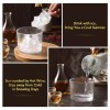 DUJUST Japanese Sake Set for 4, Glass Hammer Pattern in
