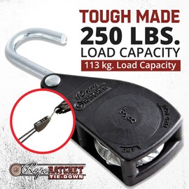 Rope Ratchet 3/8" Tie Down Pulley Hanger, Heavy Duty Locking Mechanism, Tightener for Shade Sails, Hammocks, Canopy Anchoring, Garden Hoisting, Outdoor Use, 250 lbs Capacity - No Rope Included