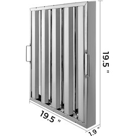 VBENLEM Pack of 6 Hood Filters 19.5W x 19.5H Inch, 430 Stainless Steel 4 Grooves Commercial Hood Filters, Range Hood Filter for Grease Rated Commercial Kitchen Exhaust Hoods