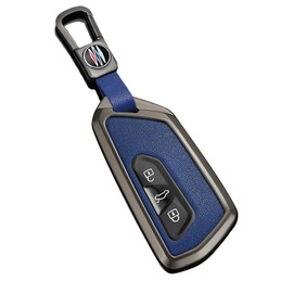 ontto Car Key Case Key Case Key Cover Fits VW Golf 8 GTE Passat B9 ID.3 ID.4 ID.5 GTX for Skoda Superb 4 Enyaq 2022-2025 Key Ring Accessories Black Blue