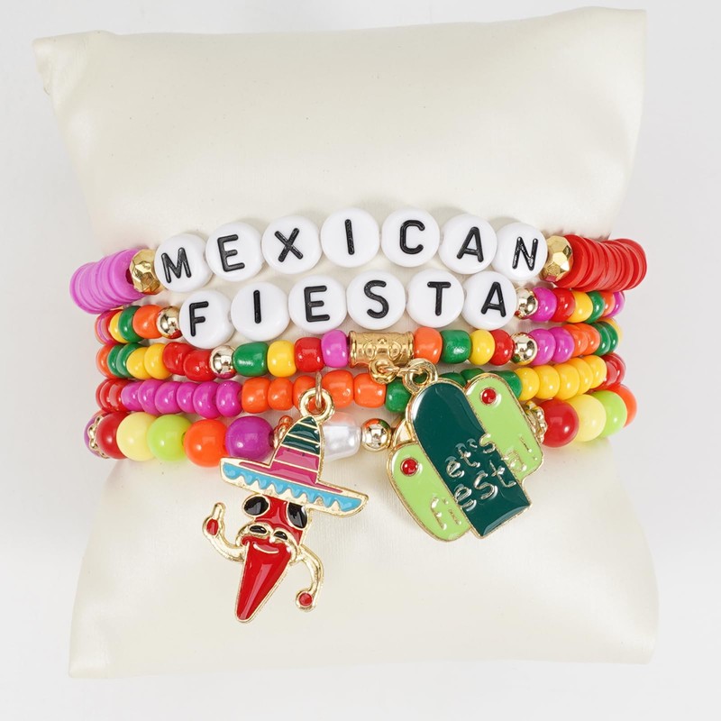 Twinfree 20pcs Cinco De Mayo Bracelets Pack for Women Cinco