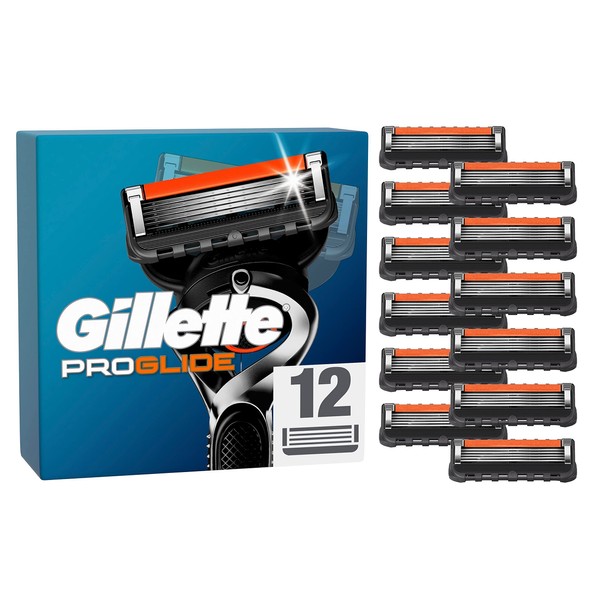 Gillette ProGlide Razor Blades, 12 Replacement Blades for Men's Wet Razors with 5 Blades