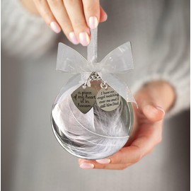 Dad Memorial Ornaments Gifts, Sympathy Bereavement Gift, 2024 Clear Feather Ball 3.15 Inches Christmas Hanging Ornaments