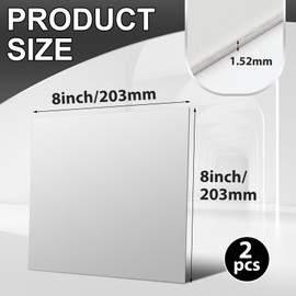 Photect 2 Pcs 304 Stainless Steel Sheets 16 Gauge 0.06" Thickness x 8" Width x 8" Length, 304 Stainless Steel Metal Plate Brushed Finish for Industry Machinery DIY Engineer Home Decoration