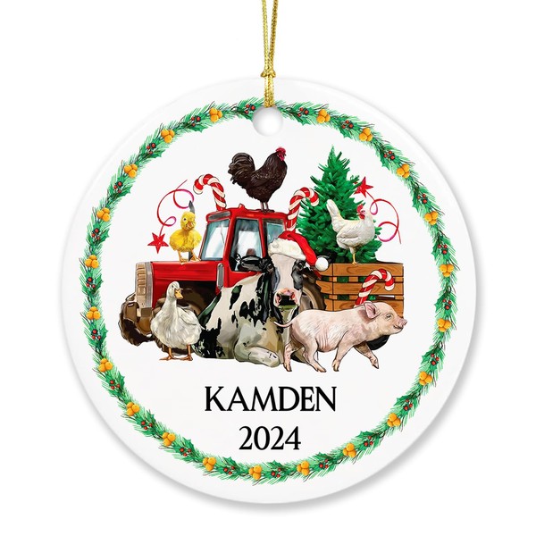 Farm Lover Ornament Gift, Customized Farmer Christmas 2024 Keepsake Ornament
