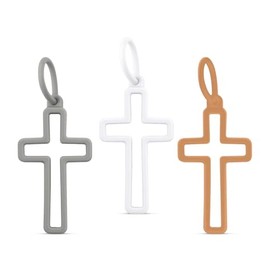 Ryan & Rose Silicone Cross Charms - Share Jesus & Flex Your Faith - Christian Charm for Backpacks, Keychains, Gifts (Mercy)