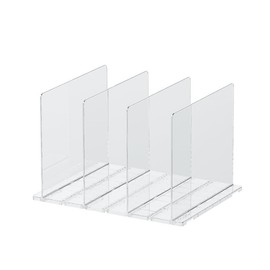 qiyue Acrylic Clothes Shelf Dividers Plastic Closet Shelve Divider for Purses Separators Shelves Organization Bedroom Kitchen Office Cabinets Bathroom (Transparent Bag Storage Rack [4 Pack])