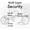 BLACKSTONE Stainless Steel U Bike Lock - 130dB Alarm, Reinforced