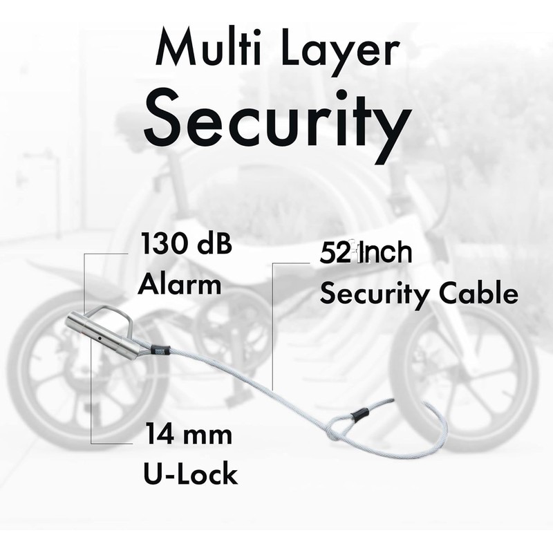 BLACKSTONE Stainless Steel U Bike Lock - 130dB Alarm, Reinforced