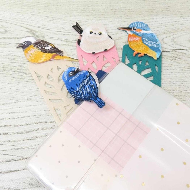 BIRD BOOKMARKER Embroidered Bookmark/Leaf Pattern Shimasagi Bookmark Cute Goods Mail