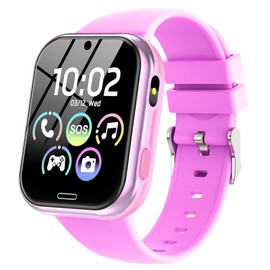 Children's Smartwatch - Smart Watch Phone for Children's Watch Girls Boys with Games Call Function SOS Camera Music Pedometer Torch Alarm Clock Kids Calling Gift for 4-10 Years, Purple