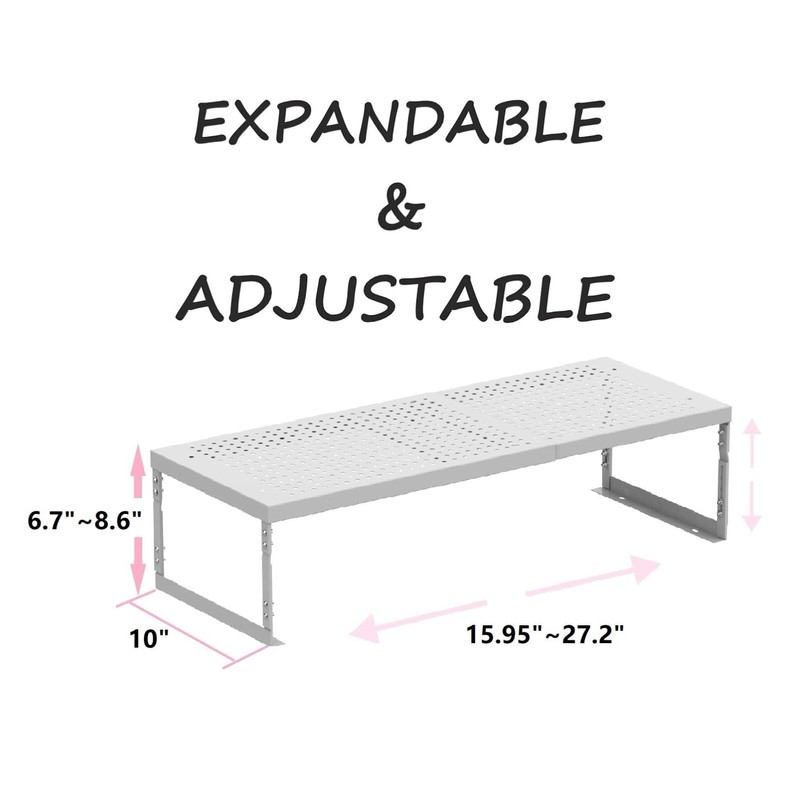 Asiingkel Stackable Expandable Metal Shelf Organizer - Adjustable Wire Storage