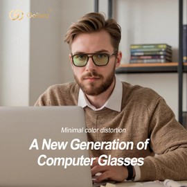Goiteia Blue Light Filter Glasses for Men and Women - Light Green Tint Glasses for Lifelike Colours - Relieve Digital Eye Strain - Ultralight with Spring Hinges for Greater Comfort, Black transparent