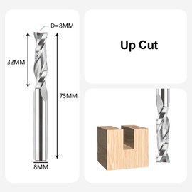 SpeTool Spiral Groove Cutter 8 mm Shaft Upcut 32 mm Cutting Length Groove Cutter Wood Cutter Spiral Cutter Solid Carbide End Mill 2 Flutes Router Bit Slot Cutter Wood CNC Milling Cutter for Router