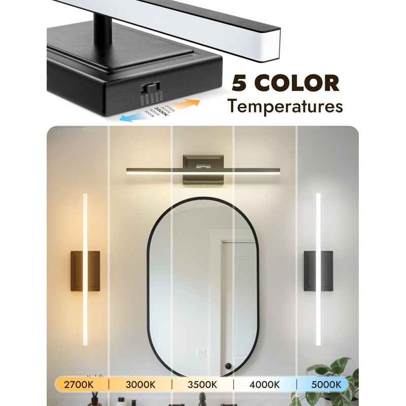 NIORSUN 24 Inch Modern Bathroom Light Fixture, 14W 5CCT Dimmable