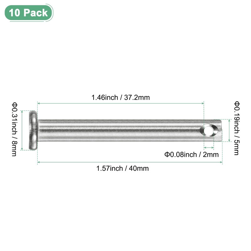 M METERXITY 10-Pack Single Hole Clevis Pins, M5 x 40mm