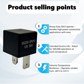 95230-2P010 12VDC 50A 4-Pin SPST Automotive Power Relay - High Power and Reliable