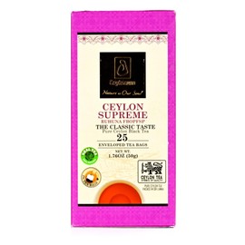 Ceylonzon Ceylon Supreme Flowery Broken Orange Pekoe Fannings Special Tea Classic Taste 25 Individually Foil-Wrapped Tea Bags 40g