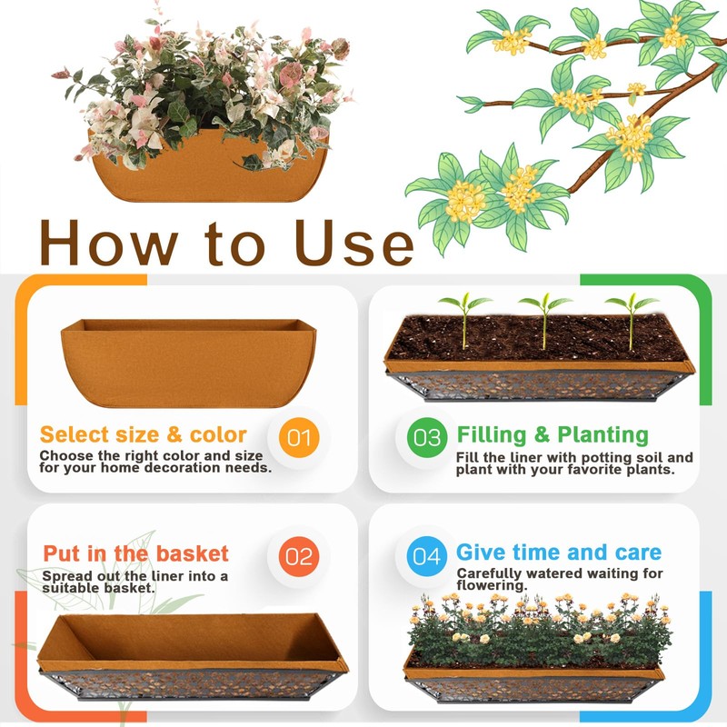 Incycall 2-Pack 24in Planter Liners - Breathable Felt Hanging Basket